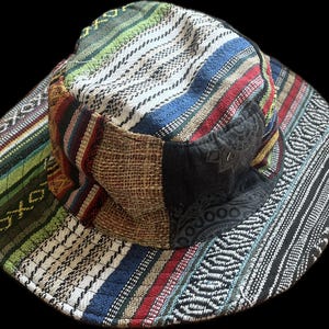 Hemp patchwork bucket hat