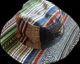 Fischerhut aus Hanf-Patchwork