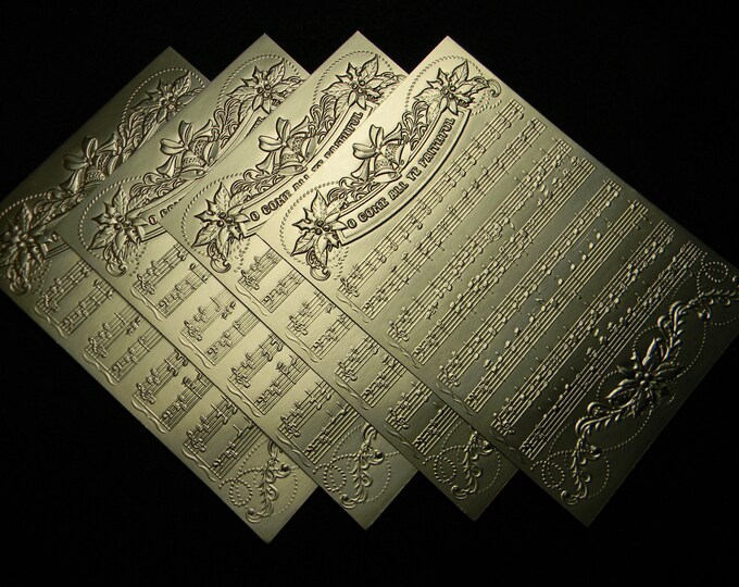 Set of Embossed Card Stock Layers 1031 Matte Gold O Come All Ye Faithful Etsy