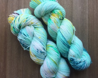 Dancing Queen One of a Kind Sparkle Hand painted Sock yarn
