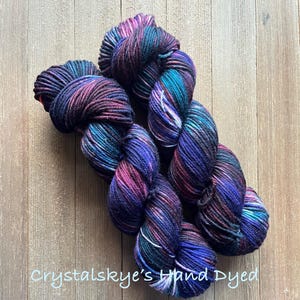 Hand Dyed Yarn DK Weight Yarn 100% SW Merino Starry, Starry Night,
