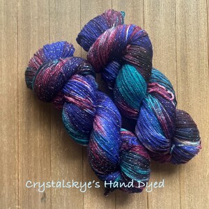 Sock Weight, Hand Dyed Yarn  SW Sparkle  Starry, Starry Night, Ready to ship