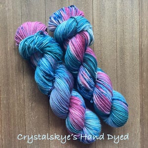 Hand Dyed Yarn  DK Weight 100% SW Merino Mystical Forest
