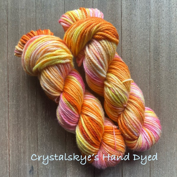 Hand Dyed Yarn Bulky Weight Yarn 100% SW Merino Citrus State Ready to ship