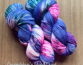 Hand Dyed Yarn SW Sock weight Fingering weight 85/15 Space Dragon ready to ship