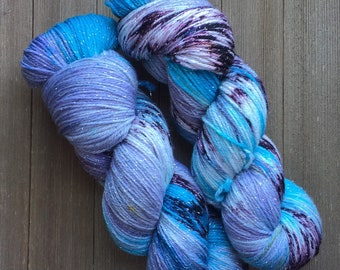 Hand Dyed Yarn SW  Sparkle Sock weight  fingering weight Sock Weight  Moonlight on the Water  ready to ship