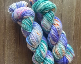 Hand Dyed Yarn Bulky Weight Yarn 100% SW Merino Flower Power  Ready to ship