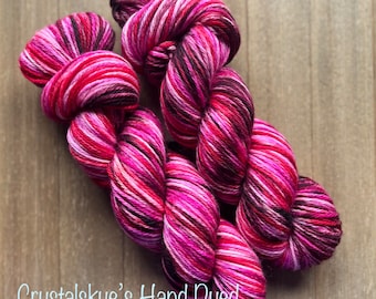 Hand Dyed Yarn Worsted weight 100% SW Merino Blood Orchid 4 ply ready to ship