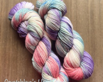 Hand Dyed Yarn  SW Sock Weight  Fingering weight  75/25 Spring Blossoms  Ready to ship hand dyed sock yarn