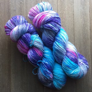 Hand Dyed Yarn SW Sparkle Sock Yarn fingering weight Sunrise Mist Sock weight ready to ship image 1