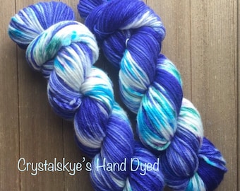 Hand Dyed Yarn Worsted weight 100% SW Merino Midnight Lagoon 4 ply ready to ship
