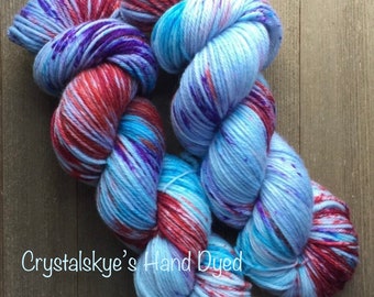 Hand Dyed Yarn Worsted weight 100% SW Merino Water Lilies 4 ply ready to ship