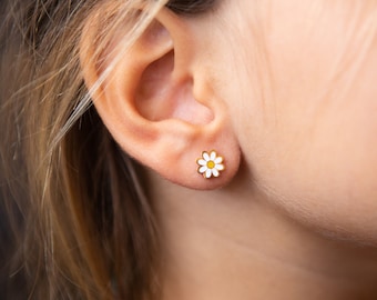Daisy Flat back Earring, Hypoallergenic, Kid and Adult Friendly!