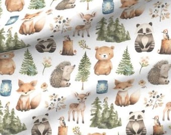 Forest Animals Fabric - Cute Baby Animal Fabric - Gender Neutral Fabric - Woodland Animal Fabric by the Yard - Medium - by Delish Designs