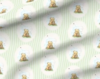 Winnie-the-Pooh Fabric, Medallion - Gender Neutral Fabric - Nursery Nostalgic Fabric by the Yard by Surrey Lane Design