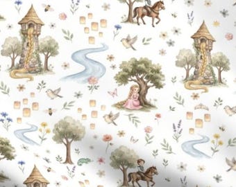 Rapunzel Fabric - Fairytale, Princess, Whimsical Nursery Fabric by the Yard