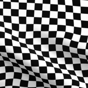 Checked Fabric - Race Car Flag Fabric - Black and White Checker Flag Fabric - Squares Cotton Fabric By the Yard Check