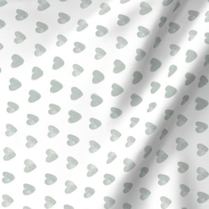 Watercolor Sage Green Hearts Fabric - Gender Neutral Fabric - Sage Green Nursery Fabric - Fabric by the Yard - Fat Quarters