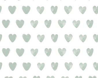 Sage Green Heart Fabric - Valentine's Day Fabric - Hearts Fabric - Love Fabric - Girl Fabric - Sage Heart Fabric