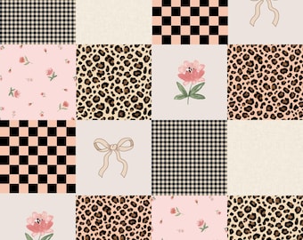 Leopard Print Fabric - Animal Print Fabric - Girl Safari Nursery Patchwork - Big Cat Cheater Quilt Fabric by the Yard by Surrey Lane Design