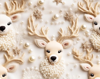 Reindeer Christmas Fabric - Rudolf Fabric - Deer Christmas Fabric - Organic Cotton Fabric By The Yard