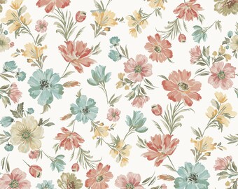 Spring Wildflower Fabric - Floral Cottagecore Fabric - Quilting Cotton - Upholstery Fabric - Girl Nursery Fabric - Lrg - Fabric by the Yard