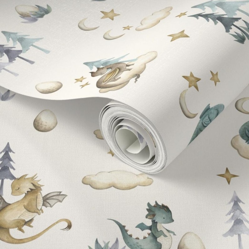 Dragon Wallpaper - Cute Baby Dragon Nursery Wallpaper - Dragon Fantasy ...
