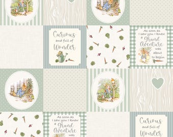 Vintage Storybook Fabric - Peter Rabbit Fabric - Gender Neutral Nursery Fabric - Quilting Cotton - Fabric by the Yard