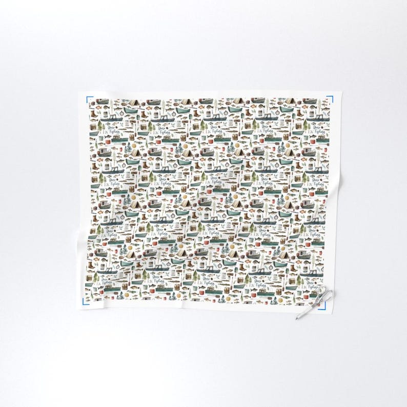 Gone Fishing Fabric - Fishing Fabric - Nature Earth Tones Fabric - Fish Fabric - Fishing Boy Material by the Yard by Delish Designs - Medium Bild 3