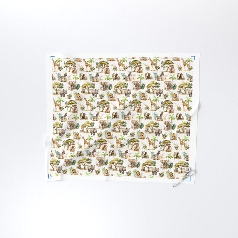 Safari Animal Fabric - Safari Animals Nursery Fabric - Baby Fabric - Cute Happy Cheerful Cream Antique Fabric by the Yard - Large Scale image 3