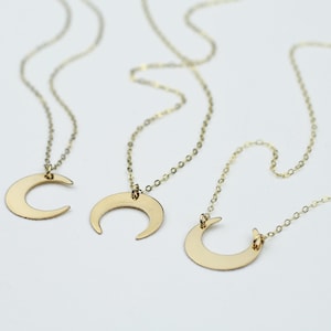 Dainty Moon Necklace. Upside Down Moon Necklace. Simple Crescent Necklace in Sterling Silver, 14k Gold fill, Rose Gold. Moon Pendant