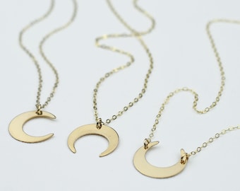 Dainty Moon Necklace. Upside Down Moon Necklace. Simple Crescent Necklace in Sterling Silver, 14k Gold fill, Rose Gold. Moon Pendant