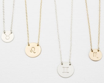 Zodiac Necklace, Dainty Zodiac Charm, Silver, 14k Gold Filled or Rose Gold Star Necklace,. Astrology Zodiac Symbol, Custom Zodiac Gifts