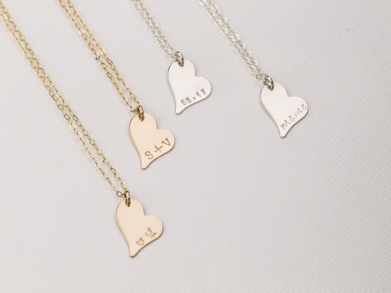 Personalized Heart Pendant Necklace. Initials & Date Necklace. Mother's Necklace. Initial Pendant Necklace for Her. Gift for Mom. image 5