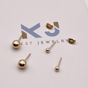 Ball Studs Earrings. 14k Gold Fill or Silver. Geometric Earrings. Dainty Small Studs. Minimalist Earrings. Circle. Gold Studs. Gifts for Her image 4