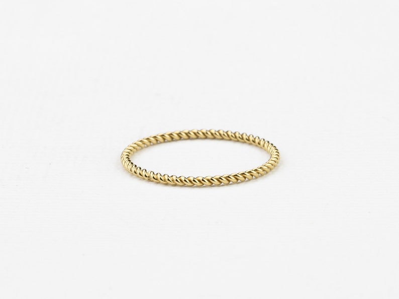 Twist ring. 14k Gold Filled Twisted Ring. Rose Gold Stacking Ring. Minimalist Ring. Dainty Stackable Ring Set. Thin Twist Wedding Band image 2