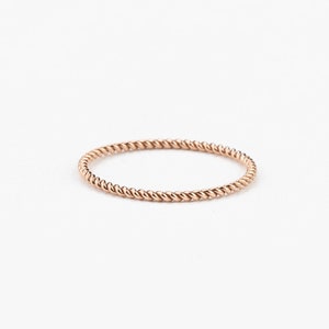 Twist ring. 14k Gold Filled Twisted Ring. Rose Gold Stacking Ring. Minimalist Ring. Dainty Stackable Ring Set. Thin Twist Wedding Band image 4