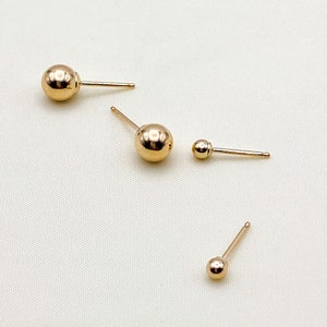 Ball Studs Earrings. 14k Gold Fill or Silver. Geometric Earrings. Dainty Small Studs. Minimalist Earrings. Circle. Gold Studs. Gifts for Her image 3