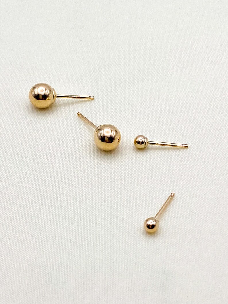 Ball Studs Earrings. 14k Gold Fill or Silver. Geometric Earrings. Dainty Small Studs. Minimalist Earrings. Circle. Gold Studs. Gifts for Her image 3