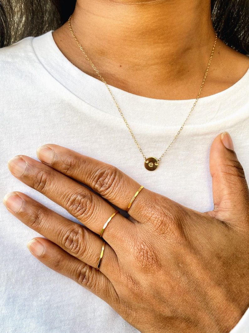 Hammered Stacking Ring. Gold or Silver. Textured Ring. Simple Dainty Ring. Modern Minimalist Ring Band. Gold Skinny Ring Stack. Gift for Her image 6