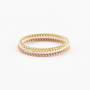 Twist ring. 14k Gold Filled Twisted Ring. Rose Gold Stacking Ring. Minimalist Ring. Dainty Stackable Ring Set. Thin Twist Wedding Band image 1