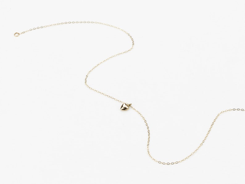 Heart Charm Necklace. Dainty Gold Heart Pendant. Tiny Puffed Heart Jewelry. Bridesmaid, Best Friend Necklace. Gold fill, Silver, Rose Gold image 2