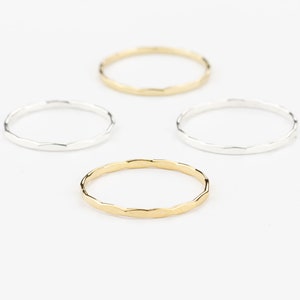 Hammered Stacking Ring. Gold or Silver. Textured Ring. Simple Dainty Ring. Modern Minimalist Ring Band. Gold Skinny Ring Stack. Gift for Her image 4