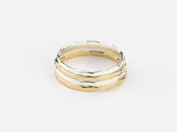 Hammered Stacking Ring. Gold or Silver. Textured Ring. Simple Dainty Ring. Modern Minimalist Ring Band. Gold Skinny Ring Stack. Gift for Her