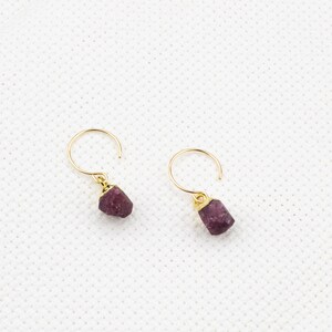 Raw Gemstone Drop Earrings. Birthstone Earrings. Rough Natural Gemstone Threader Earrings. 14k Gold Filled, Sterling Silver Gift for Her image 6