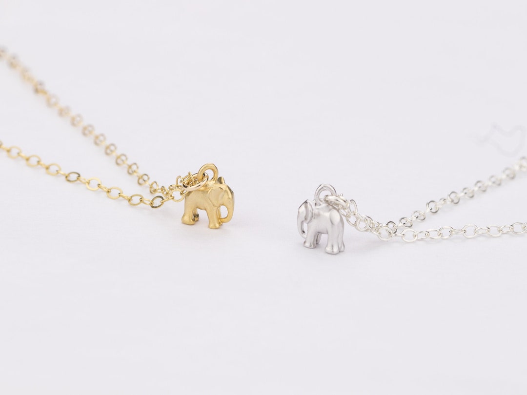 Lucky Elephant Necklace. Good Luck Charm Necklace. Gold or Silver