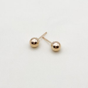 Ball Studs Earrings. 14k Gold Fill or Silver. Geometric Earrings. Dainty Small Studs. Minimalist Earrings. Circle. Gold Studs. Gifts for Her image 2
