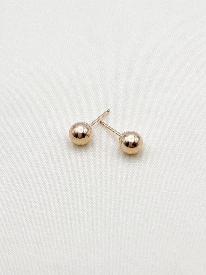 Ball Studs Earrings. 14k Gold Fill or Silver. Geometric Earrings. Dainty Small Studs. Minimalist Earrings. Circle. Gold Studs. Gifts for Her image 2