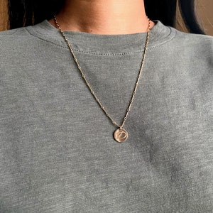 Initial Disc Necklace. Gold. Rose Gold or Silver Custom Initial Pendant. Personalized Jewelry. Minimalist. Gift for Her. Mom Friend Birthday image 2