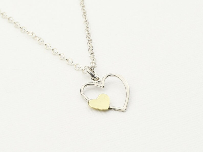 Mother & Child Necklace. Sterling Silver Two Heart Pendant. Etsy